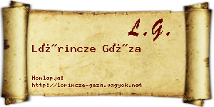 Lőrincze Géza névjegykártya