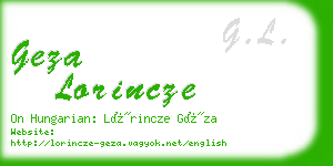 geza lorincze business card